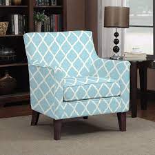 Transitional Arm Chair Accent Turquoise Blue Trellis Geometric Pattern Seat New Portfolio Transitional A Living Room Chairs Living Room Seating Handy Living