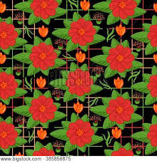 Red and black flower design. Seamless Pattern Red Vector Photo Free Trial Bigstock