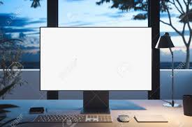 Our wide range includes models in all shapes, materials. Black Realistic Pc With Big Blank White Monitor Keyboard And Stock Photo Picture And Royalty Free Image Image 126080676