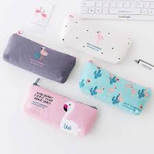 Cute Cartoon Flamingos Stationery Pencil Pen Bag Makeup Case Zipper Pouch Pencil Case Stationery Canvas Pencil Case Pencil Case