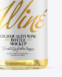 Blue Glass Wine Bottle Mockup Clear Glass White Wine Bottle Mockup In Bottle Mockups On Yellow Images Object Mockups