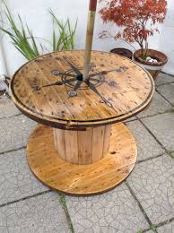 Cable Spool With Compass And Yacht Varnish Wooden Cable Spools Cable Spool Furniture Cable Spool
