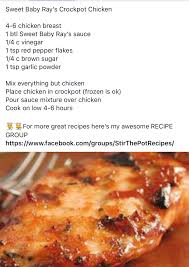 Sweet Baby Ray S Crockpot Chicken Crockpot Boneless Chicken Recipes Crock Pot Cooking Recipes