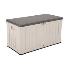 lifetime 116 gallon heavy duty deck box desert sand walmart com in 2021 deck box storage outdoor deck storage box resin storage
