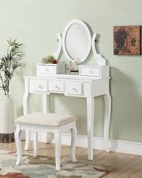 Roundhill Furniture Ashley Wood Make Up Vanity Table And Stool Set White Vanity Table Makeup Table Vanity Furniture Vanity