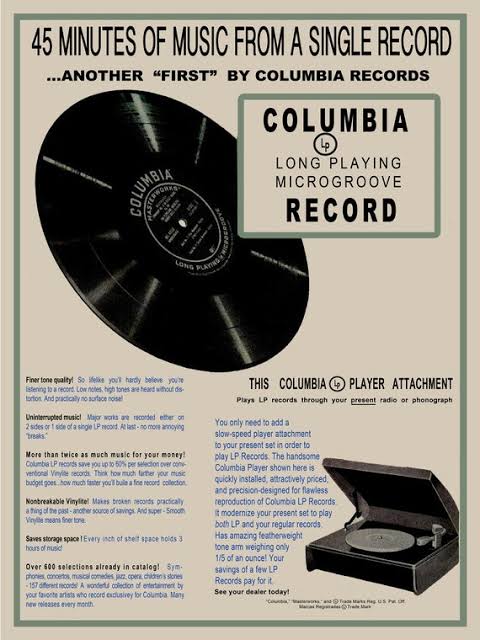 1940's Columbia Records 18 "x24" Vinylite LP Speler Reproductie advertentie - Etsy Nederland