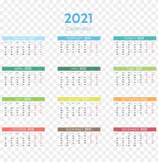 Download this editable 2021 monthly calendar template for free of cost, and includes the us holidays. 2021 Color Calendar Transparent Png Image With Transparent Background Toppng