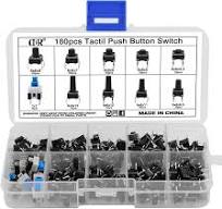 OCR 180Pcs Tactile Push Button Switch 10 Values 6x6mm Micro Momentary Tact  Button Switches Assortment Kit