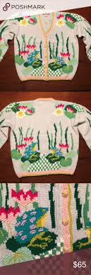 Nwt Cardigan Bay Vintage Hand Knit Frog Sweater Hand Knitting Vintage Sweaters Cardigan Bay