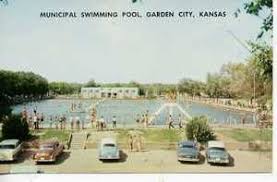 1950 S Cars Garden City Kansas Swimming Pool Postcard Kansas City Garden City