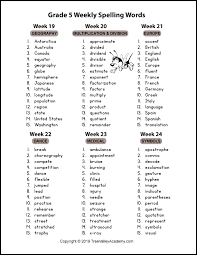 You can also make your own spelling lists with a free account. Grade 5 Spelling Words Tree Valley Academy