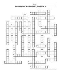 Which word does not belong? Avancemos 3 Unit 3 Lesson 1 3 1 Crossword Puzzle By Senora Payne