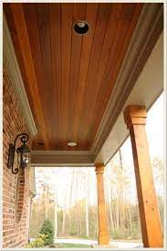 Maybe you would like to learn more about one of these? Nice Warm Toned Tongue And Groove For Porch Ceiling Love The Stain Color And Overall Look Of This We Would Al House Columns House Exterior House With Porch