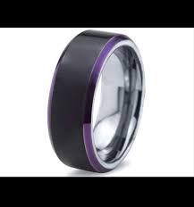 Black Mens Wedding Ring With Purple Purple Wedding Rings Mens Wedding Rings Black Tungsten Rings