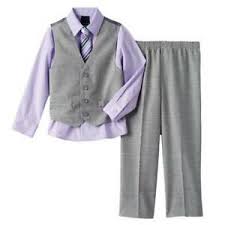Details About Nwt 54 Boys Van Heusen 4 Pc Gray Pants Vest Tie Purple Dress Shirt 5 7 8
