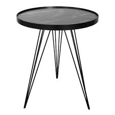 Kesley coffee table in grey marble top and stainless steel base. Rauma Round Side Table Dark Grey Stone Effect