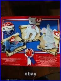 Ty Mcdonald S Beanie Baby Liberty The Bear 1996 Rare Tag Errors Rare Beanie Babies