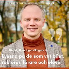 Ⓜ️I veckan har Erik Östman, Ordförande barn och ungdomsnämnden besökt  Kungsbergsskolan och rektor Jessica Wågh. Ⓜ️Kungsbergsskolan har sin  verksamhet i tillfälliga paviljonger, vilket skapar en del problematik i  vardagen för såväl rektor