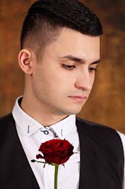 Guy with a rose stock photo. Image of flower, attractive