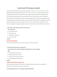 Soal psikotest kemampuan penalaran analitik.pdf. Contoh Soal Tpa Penalaran Analitik