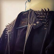 Diy Spiked Shoulder Leather Jacket Detail Leather Spikes Studs Fashion Homemade Leather Jacket Details Fashion Clothes
