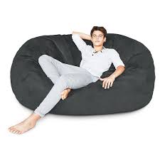 Amazon Com Lumaland Luxury 6 Foot Bean Bag Chair With Microsuede Cover Black Machine Washable Big Size S Bean Bag Chair Luxury Bean Bag Chairs Cool Bean Bags