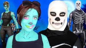 This epic, officially licensed fortnite skull trooper halloween costume is super rare and will strike fear into everyone you come across this halloween. Fortnite Ghoul Trooper And Skull Trooper Halloween Makeup Tutorial With Costumes Samantha Moon Youtube