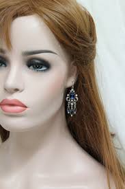 Silver Emerald Green Earrings Emerald Jewelry Set Art Deco Earrings Dangle  Statement Earrings Wedding Vintage Style Jewelry Great Gatsby