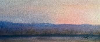 Buy Peach Sky Over Ridge Watercolour By Samantha Adams Professional Watercolour Artist On Artfinder Watercolor Artist Original Paintings Original Watercolors