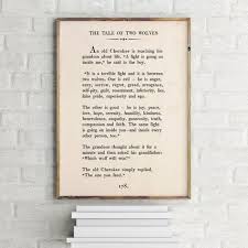 The Tale Of Two Wolves Printable Custom Text Print Etsy Custom Book Art Christmas Gifts Motivational Prints
