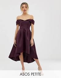 Abiti cerimonia donne formose , abiti sposa taglie forti , abito taglie forti. Asos Petite Vestito Midi Da Cerimonia Con Scollo Bardot Spalle Scoperte E Retro Asimmetrico Asos