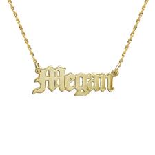 This necklace is made of solid gold. 14k Gold Old English Style Name Necklace Myka Formerly My Name Necklace