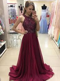 Burgundy Prom Dress Sparkly Long Chiffon Halter Prom Dresses Evening Dresses Prom Chiffon Prom Dress