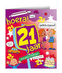 Verjaardagskaart 21 Jaar Cartoon 16 5cm Partywinkel Nl