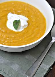 Turn Your Autumn Soup Into A Spring Treat Roasted Butternut Squash Soup With Minted Sour Cream Suburble Recipe Butternut Squash Soup Fall Soups Roasted Butternut Squash
