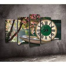 Canvastime Tmg111 Canvas Tablo Saat 5 Parcali Tablolar Duvar Saati Dokular