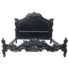 French Louis Xv Style Carved Black Bed Frame King Size 1stdibs Com Black Bed Frame Canopy Bed Frame Bed Frame