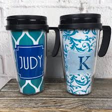 Personalized Travel Mug With Handle Coffee Tumbler Choice Of Etsy Personalized Travel Mugs Mugs Personalized Travel