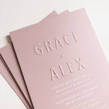 Blush Blind Embossed Wedding Invitation Whiteinkdesignco Embossed Wedding Invitations Wedding Stationery Wedding Invitations
