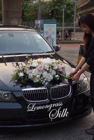 bmw wedding car decoration ideas with white and pink flowers wedding car car decor wedding car decorations