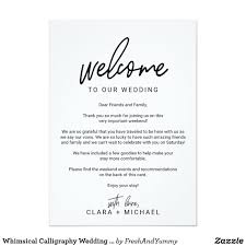 Whimsical Calligraphy Wedding Welcome Letter Program Zazzle Com Wedding Welcome Letters Welcome Letters Wedding Welcome