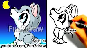 How To Draw A Cartoon Wolf Draw Animals Cute Art Fun2draw Fun2draw Cartoon Wolf Animal Drawings
