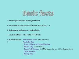 In 2021 christmas day falls on. A Variety Of Festivals All The Year Round National And Local Festivals Music Arts Sport Sydney And Melbourne Festival Cities South Ppt Download