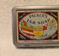 VINTAGE Small PACKER'S TAR SOAP Holder TIN Container Mystic, Conn. CT