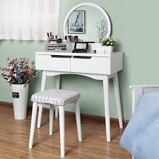 Songmics Vanity Makeup Table Set With Mirror And Stool 2 Sliding Drawers Dressing Table White Urdt11w Affiliate Vanity Table Set Dressing Table Vanity