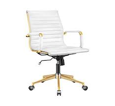 luxmod gold office chair in white leather mid back office chair with armrest white and gold ergonomi ergonomic desk chair gold office chair best office chair