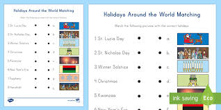 Us federal holidays calendar provides a listing of the date, day and month of holidays and special occasions. Holidays Around The World Matching Activity Teacher Made