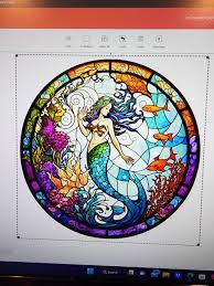 Stained Glass Mermaid Wreath Sign