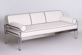 Stylish bauhaus sofa design for your living room sofa ideas. Bauhaus White Tubular Chrome Sofa By Robert Slezak 1930s 139025