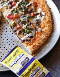 Fast Taco Pizza With Chipotle Cream Sauce Rapid Rise Yeast Makes The Dough Super Quick Pizza Recipes Dough Pizza Crust Recipe Easy Pizza Dough Recipe Quick